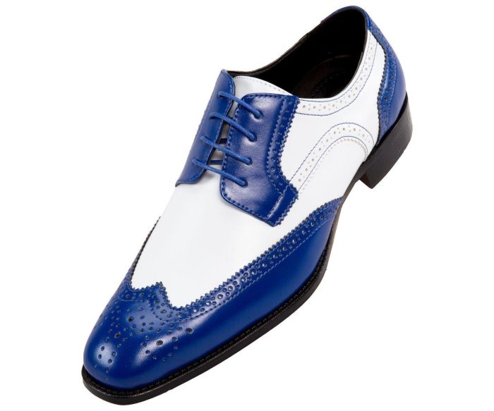 Navy blue and white mens dress shoes