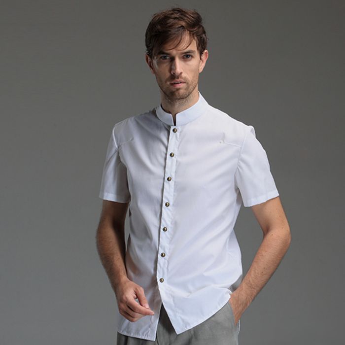 Mandarin collar dress shirt men's