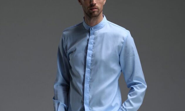 Mandarin collar dress shirt men's