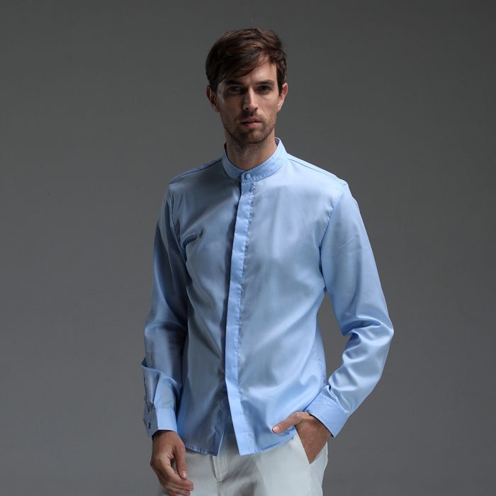 Mandarin collar dress shirt men's