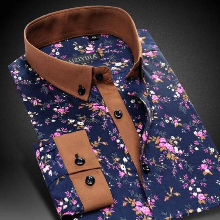 Men's flower print dress shirt