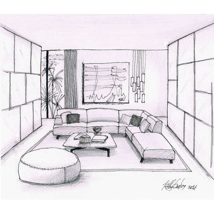 Sketsa desain interior kamar