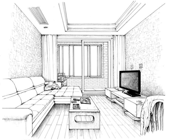 Sketsa desain interior mudah